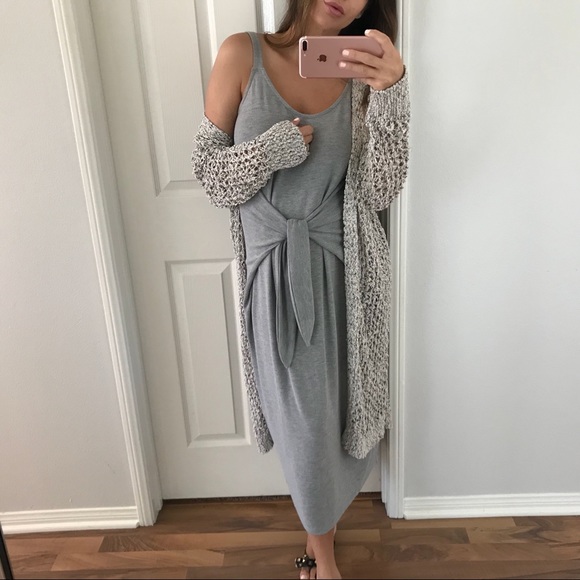 LAST • Dream Grey Tie Maxi Dress - Picture 3 of 6